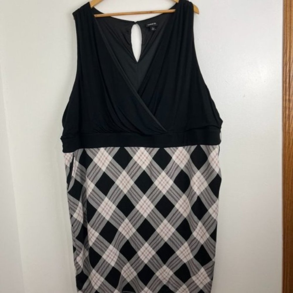 Torrid Black Plaid Premium Ponte & Black Jersey Sheath Dress